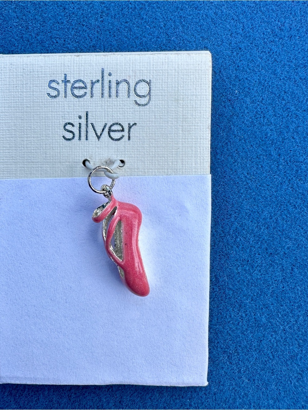 Sterling Silver Pink Ballet Slipper Charm - Picture 2 of 6